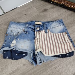 YMI Denim American Flag Distressed Shorts